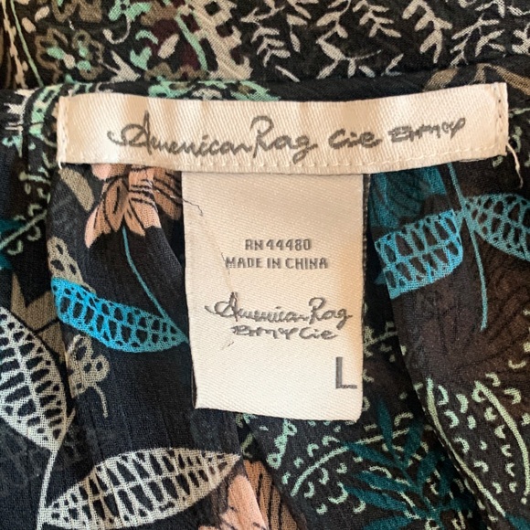 American Rag Black Floral Sheer Blouse - Picture 2 of 8